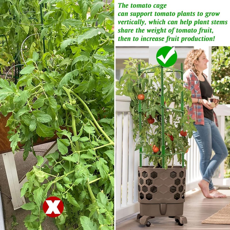 Halatool 2 Pack Tomato Cages for Garden,Up to 63in(5.2FT) Adjustable Tall Tomato Cage,Garden Stakes Tomato Trellis for Pots,Tomato Plant Support for Raised Garden Bed &Vegetables Flowers(Green) - Image 5